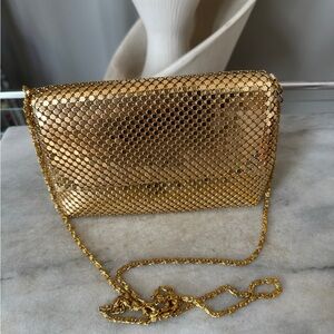 La Regale Gold Crossbody Bag with Metallic Mesh